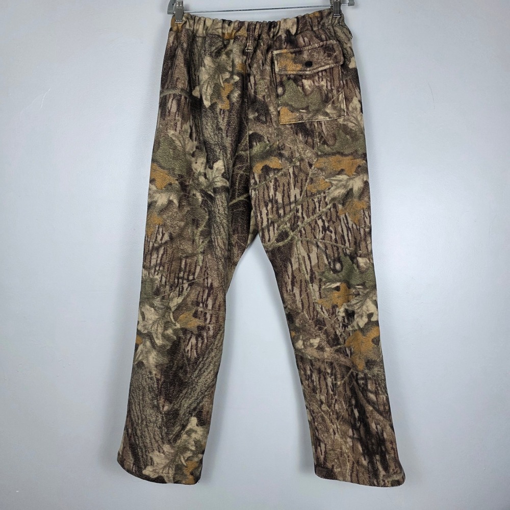 LL Bean 90s USA Mens Medium Fleece Camo Pants Mossy Oak Hardwood Bark Made